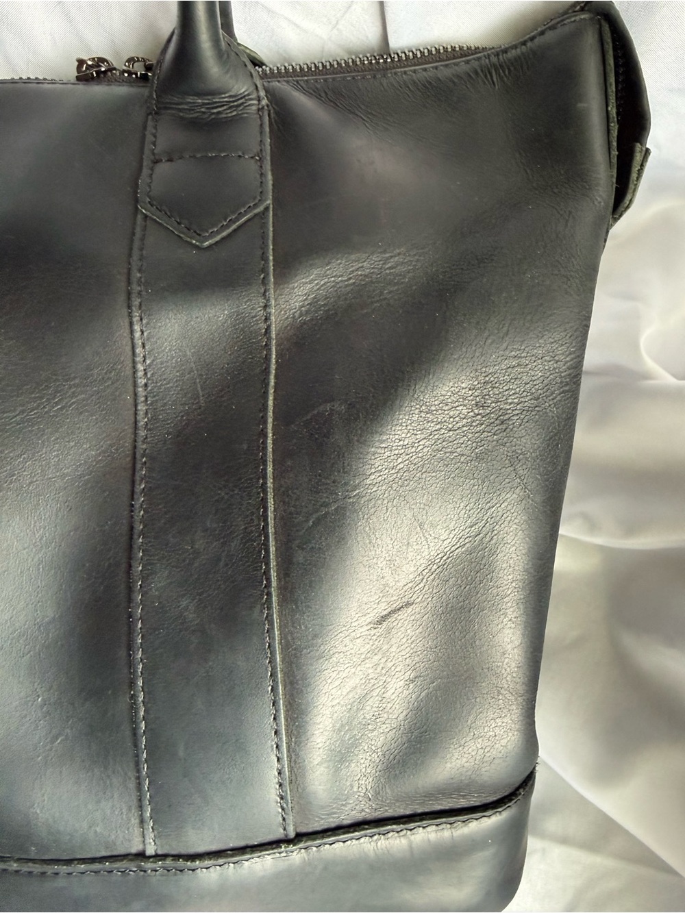 Baseballism Sleek Black Leather Tote with Dual Top Handles - Picture 9 of 16
